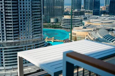 a view of a city from the top of a building at boulevard point view in Dubai