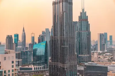a view of a city skyline with tall buildings at Elite Royal Apartment - Highest Floor - Full Burj Khalifa & Fountain View - Duke in Dubai