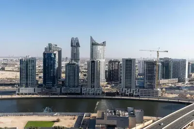 a view of a city with tall buildings at White Sage - Elite Residence Studio in Dubai