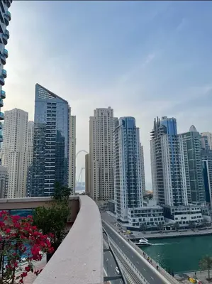 a view of a city with tall buildings at Cosy Studio in Marina in Dubai