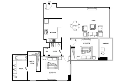 a picture of a floor plan of a house at LUX 52 42 Deluxe Marina view suite 1 in Dubai