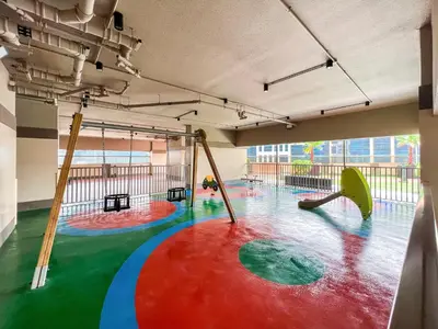 an empty gym with a playground with swings at Luton Vacation Homes - Elite Downtown Residence, Burj Khalifa View Dubai - 19AB01 in Dubai