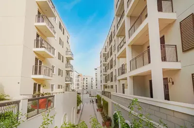 an empty street in an apartment building at Outstanding New Apartment with Sea View In La Mer in Dubai