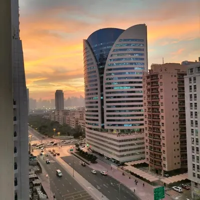 a view of a city with buildings and a street at Amazing apartment 2 bed rooms in Tecom 6 pax in Dubai