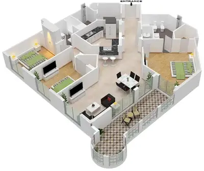 a rendering of a floor plan of a house at LUX - The Shoreline Penthouse Suite in Dubai