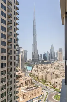 a view of a city with tall buildings at GuestReady - Upscale Modern Apt in Downtown in Dubai