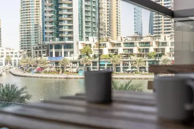 a view of a city skyline with tall buildings at GuestReady - Deluxe Waterfront View in the Marina in Dubai