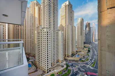 a view of a large city with tall buildings at Stunning Space with Full Marina View in Dubai
