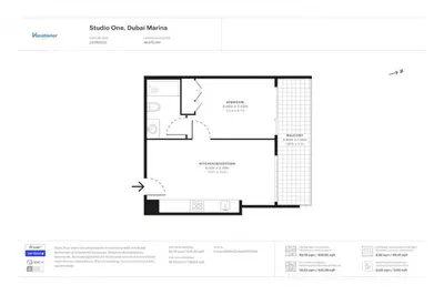 a floor plan of a house at Studio One - Beautiful One Bedroom in Dubai