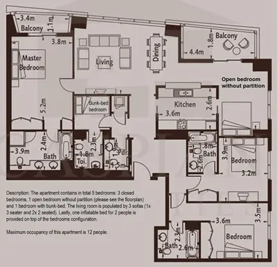 a floor plan of a house with at Elite Royal Apartment - Panoramic Full Burj Khalifa, Fountain & Skyline view - Baron in Dubai