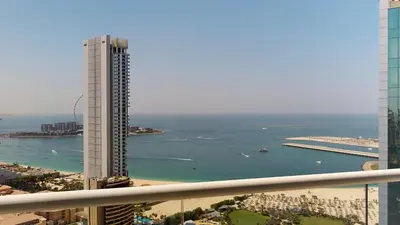 a view of the ocean from a building at BR Luxe 1 BDR Apartment w/ Balcony & Sea Views in Dubai