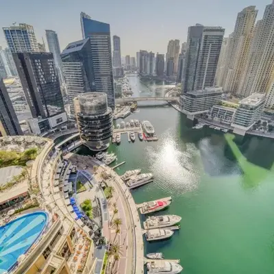 Overlooking Marina Canal Views from Living to Bedroom