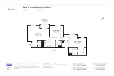 a floor plan of a house with at Sadaf 6, JBR - Remarkable Two Bedroom in Dubai