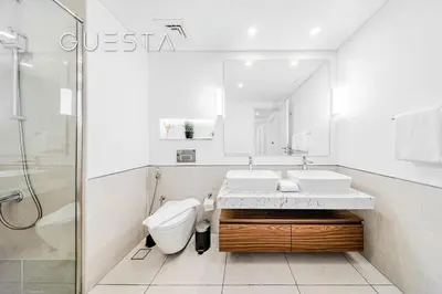 a bathroom with a sink and a toilet and a shower at Lamtara 1 - Madinat Jumeirah Living, Jumeirah in Dubai