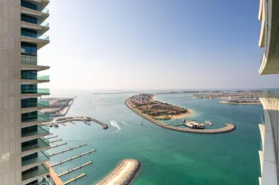a view of the ocean from a building at Frank Porter - Beach Vista Tower 2 in Dubai