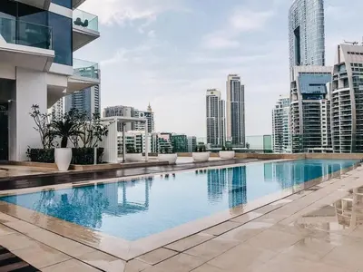 a large swimming pool on the roof of a building at Stella Maris, Dubai Marina - Mint Stay in Dubai