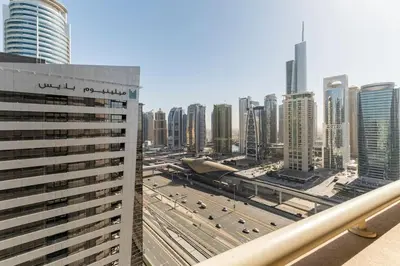 a view of a city with tall buildings at Holiday Home near beach & metro in Dubai