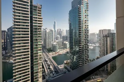 a view of a city skyline with tall buildings at Happy ACADEMIA JBR in Dubai
