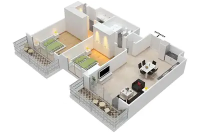 an illustration of a floor plan of a house at LUX The Luxury Sunrise Beachfront Suite 1 in Dubai
