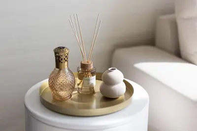 a table with two vases and a snowman on it at Palm Tower St. Regis Amazing view high-end Studio in Dubai