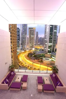 a view of a city skyline from a building at Songs of the Lake by Lagom - Bonnington Apartment Jumeirah Lake Towers, in Dubai