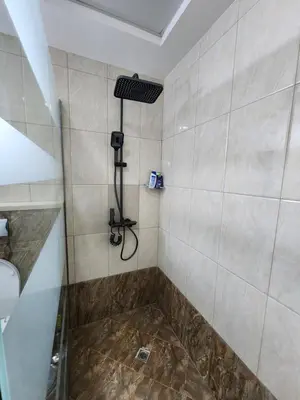 a bathroom with a shower with a shower at Upgraded 1 Bhk Silicon Oasis Short or long rental in Dubai