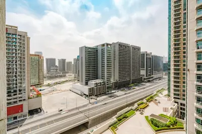 an aerial view of a city with tall buildings at RH- City Center Retreat,1BR, walk to Burj Khalifa in Dubai