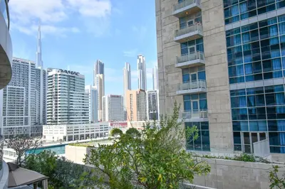 a view of a city skyline with tall buildings at Scala Tower Central Chic with a twist studio in Dubai